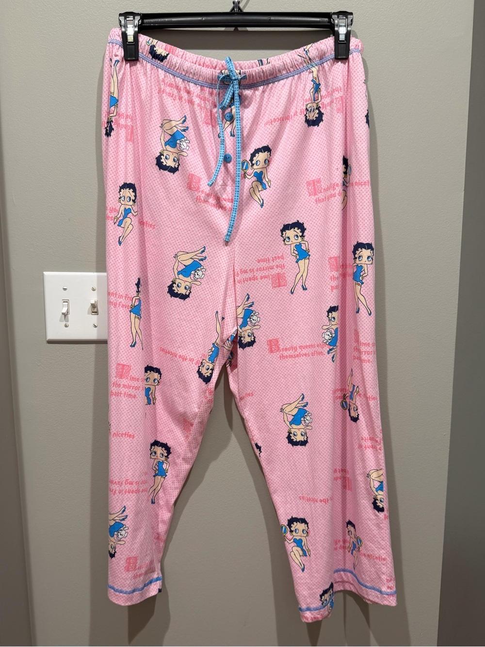 Betty Boop Pink Pajama Bottoms with Blue Accents